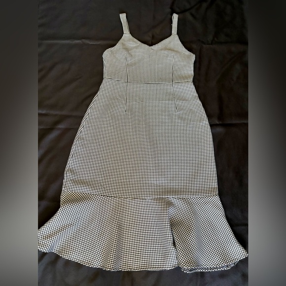 SHEIN Daisy Mermaid Dress Size Large Black & Silver Pattern Zipper Polyester - Picture 1 of 8